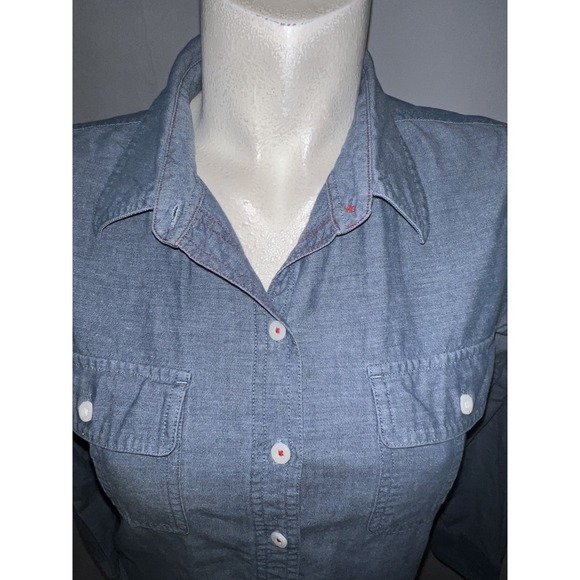 Patagonia Top Organic Cotton Chambray Button Shirt Women's 2 XS Blue Long Sleeve - Picture 2 of 8